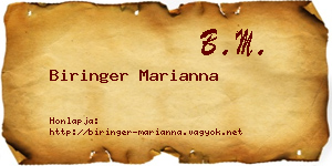 Biringer Marianna névjegykártya